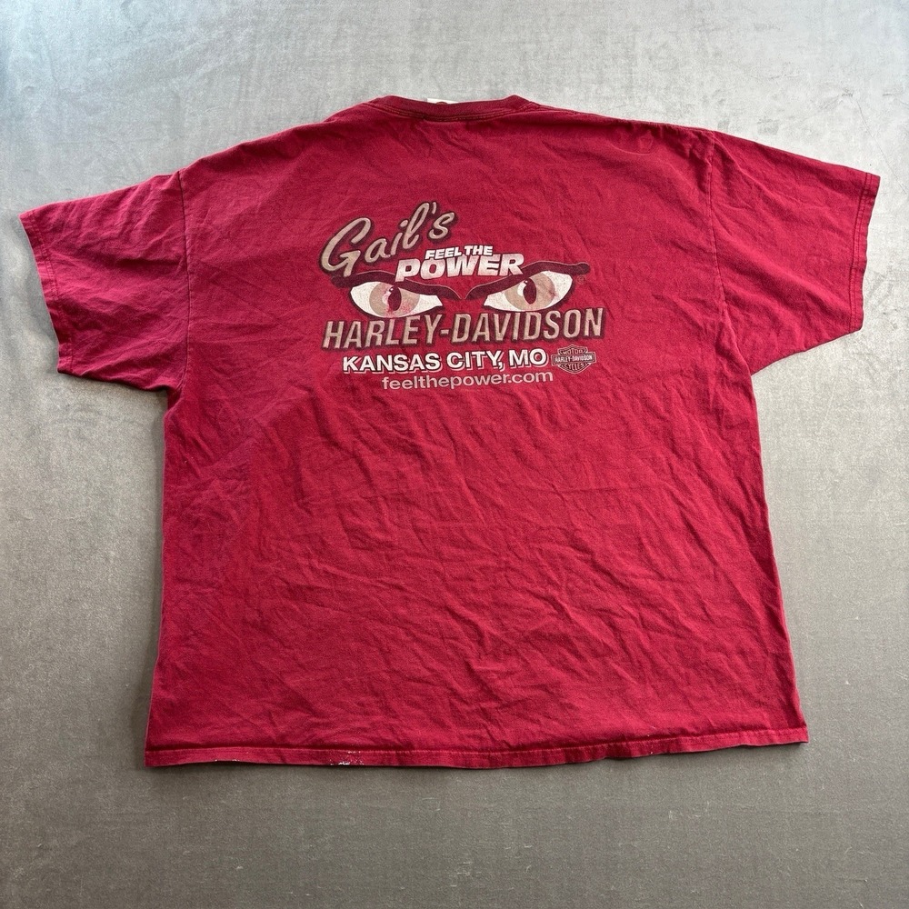 Vintage Harley Davidson Kansas City MO Graphic T Shirt Red Mens 3XL